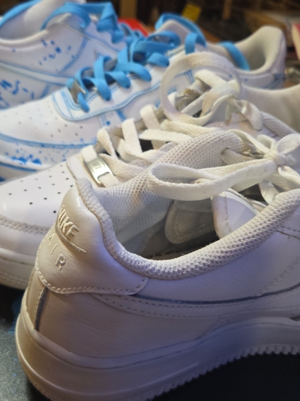 Nike Kids White Sneakers with Light Blue Accent Details